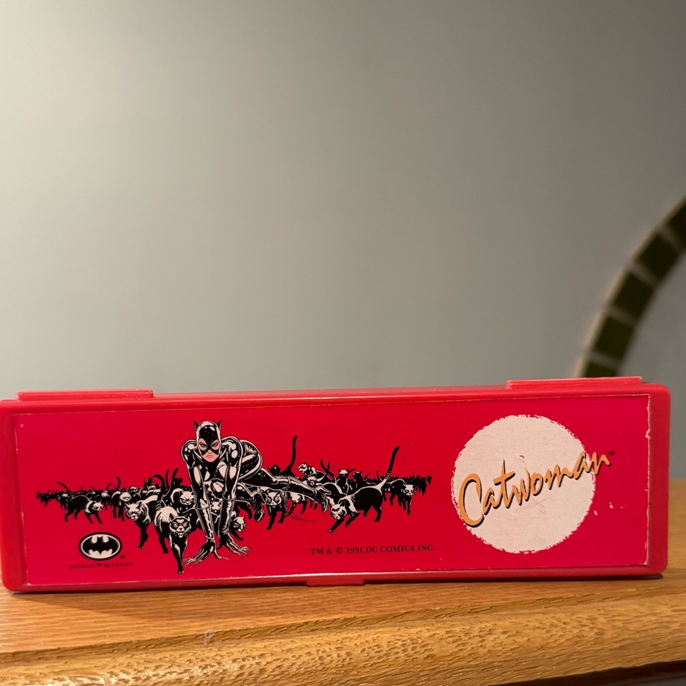Vintage Catwoman Batman Returns Movie Red Pencil Case 1991
